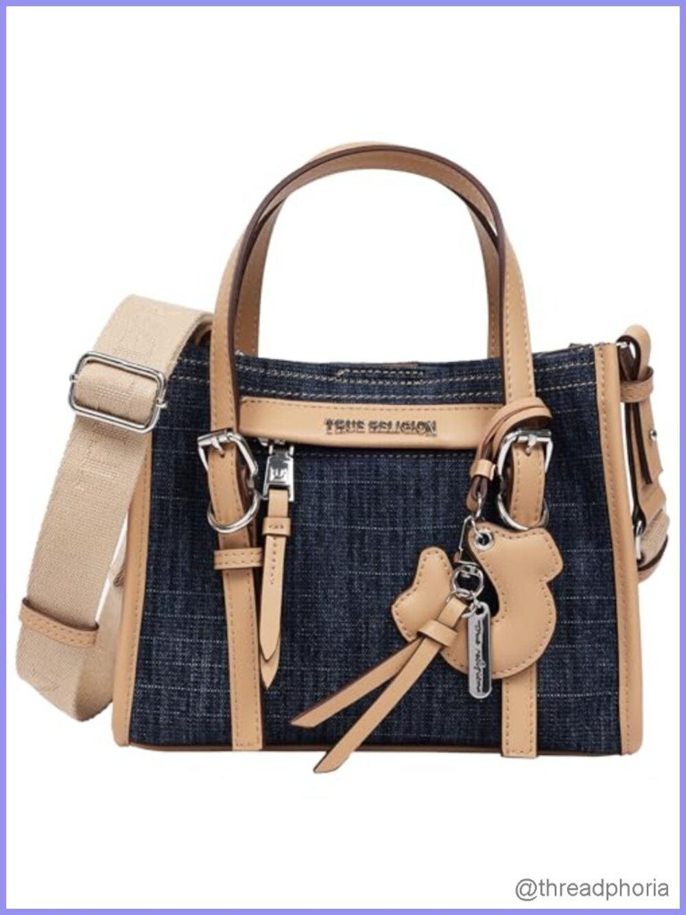 Denim Mini Tote Bag Satchel with Crossbody Strap